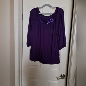 Lane Bryant Purple Blouse with Sequin Accent